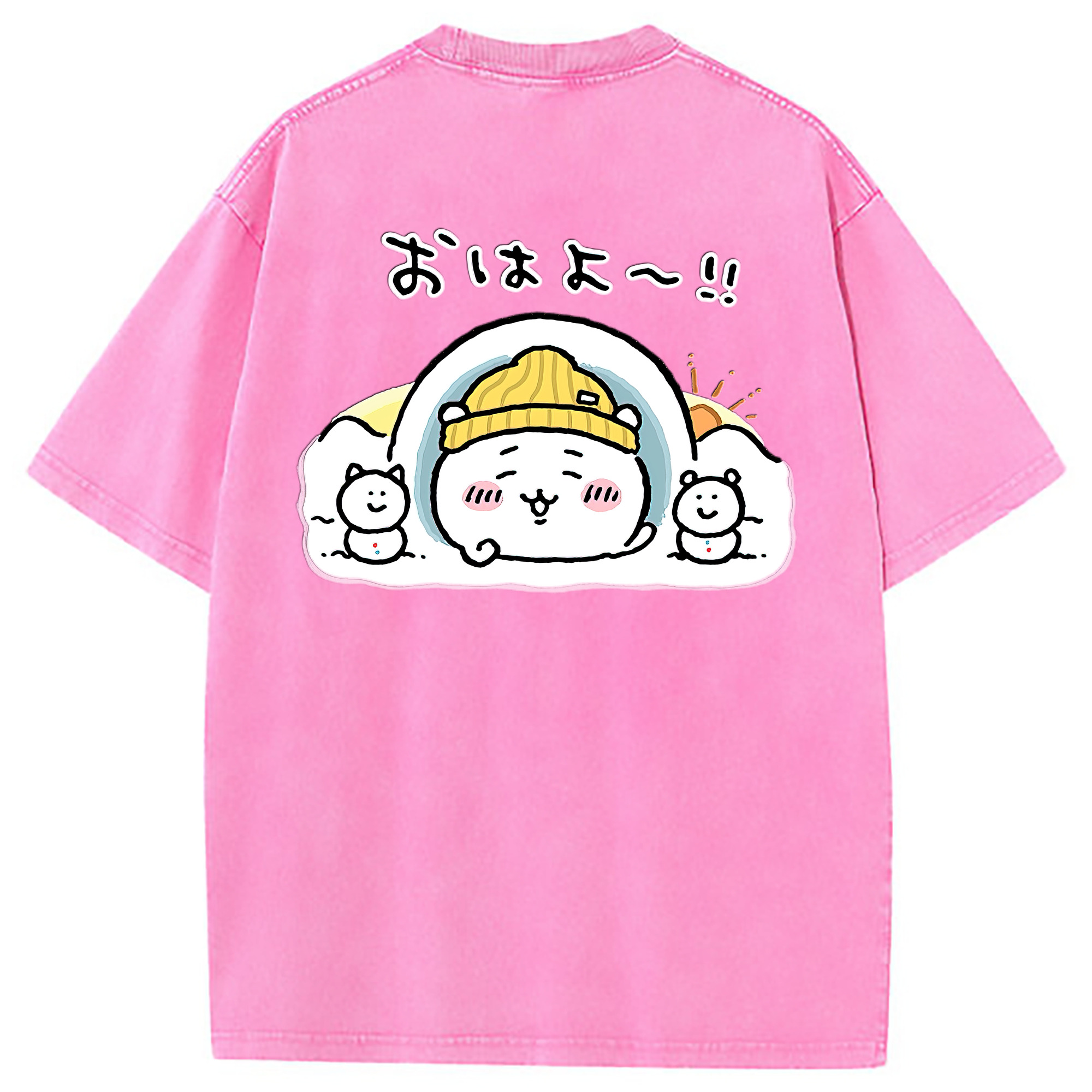 （画像用） ちいかわ ちいかわ Chii-kawa chiikawa 綿100% ヴィンテージ風 半袖Tシャツ（背面プリント）